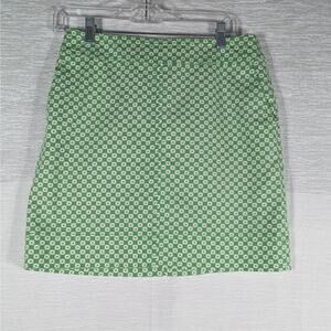 Talbots Petites Skirt Womens Size 6P Green Geo-Print Circles Straight Stretch